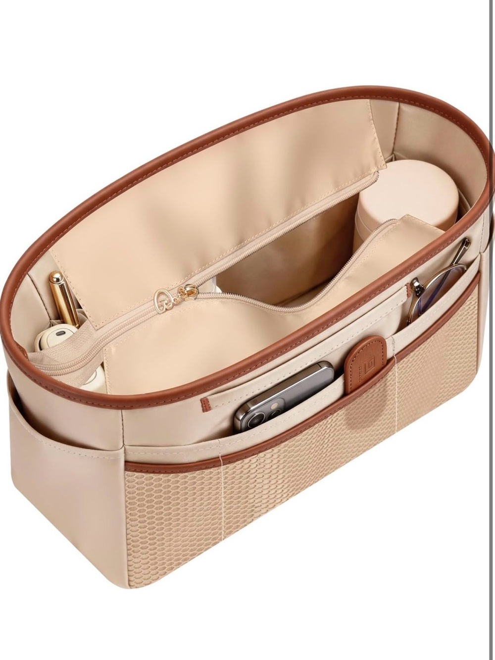 GIVLEFLY Small Purse Organizer Insert for Tote Bag, Zipper Top  NWT